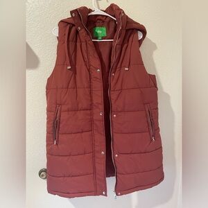 Dip Long Puffer Vest w/ Hood